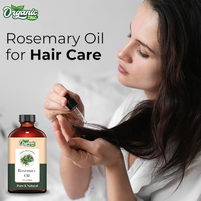 Organic Zing Rosemary Essential Oil for Skin, Face, Hair Care, Aromatherapy, Diffuser, Conditioner - 118 Ml