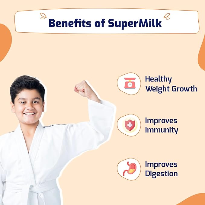 Gritzo SuperMilk Weight+ (7-12y) 7g Protein Powder Double Chocolate - 400 gms
