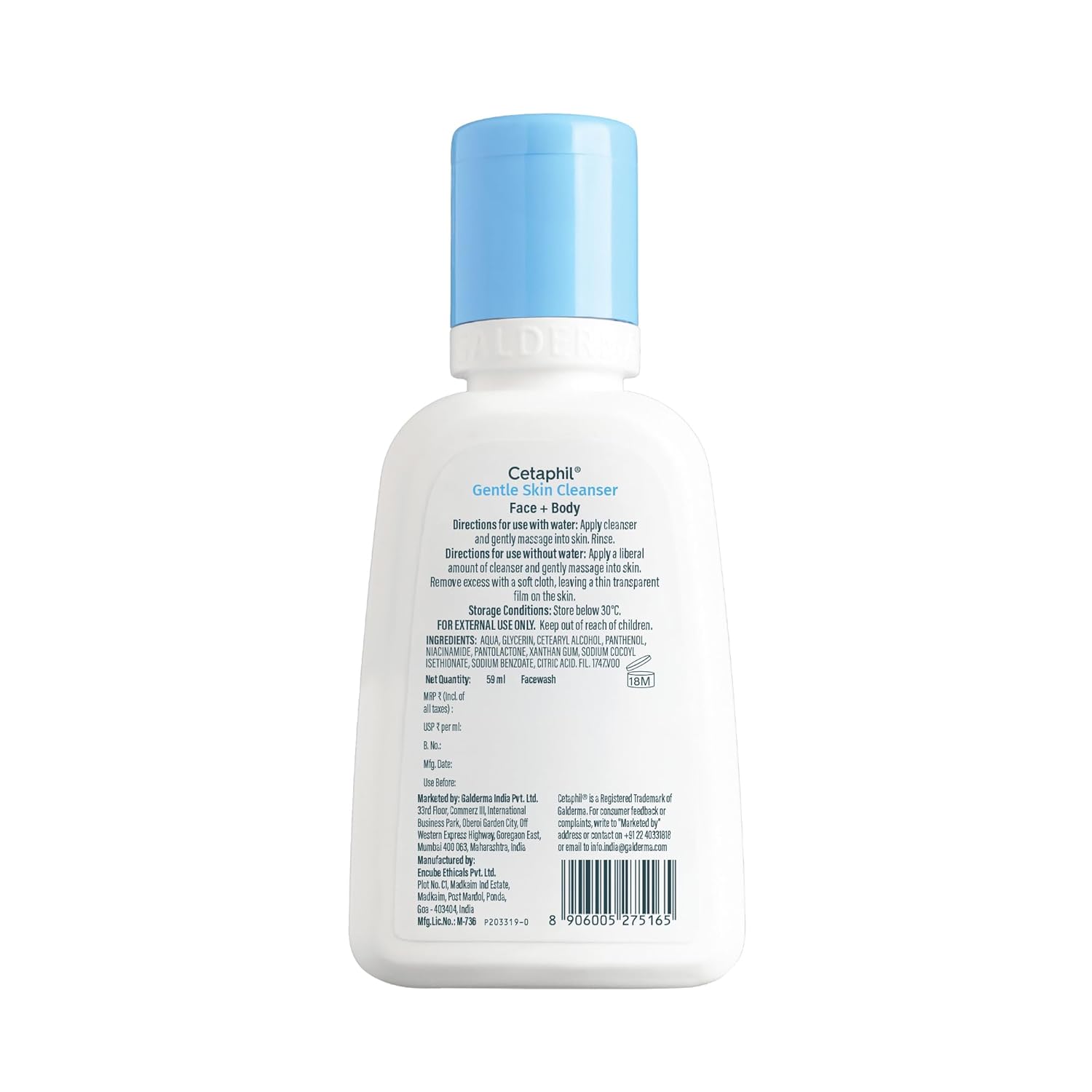 Cetaphil Gentle Skin Hydrating Face Wash 59ml, Paraben Free, Sulphate-Free Cleanser with Niacinamide, Vitamin B5 for Dry to Normal, Sensitive Skin