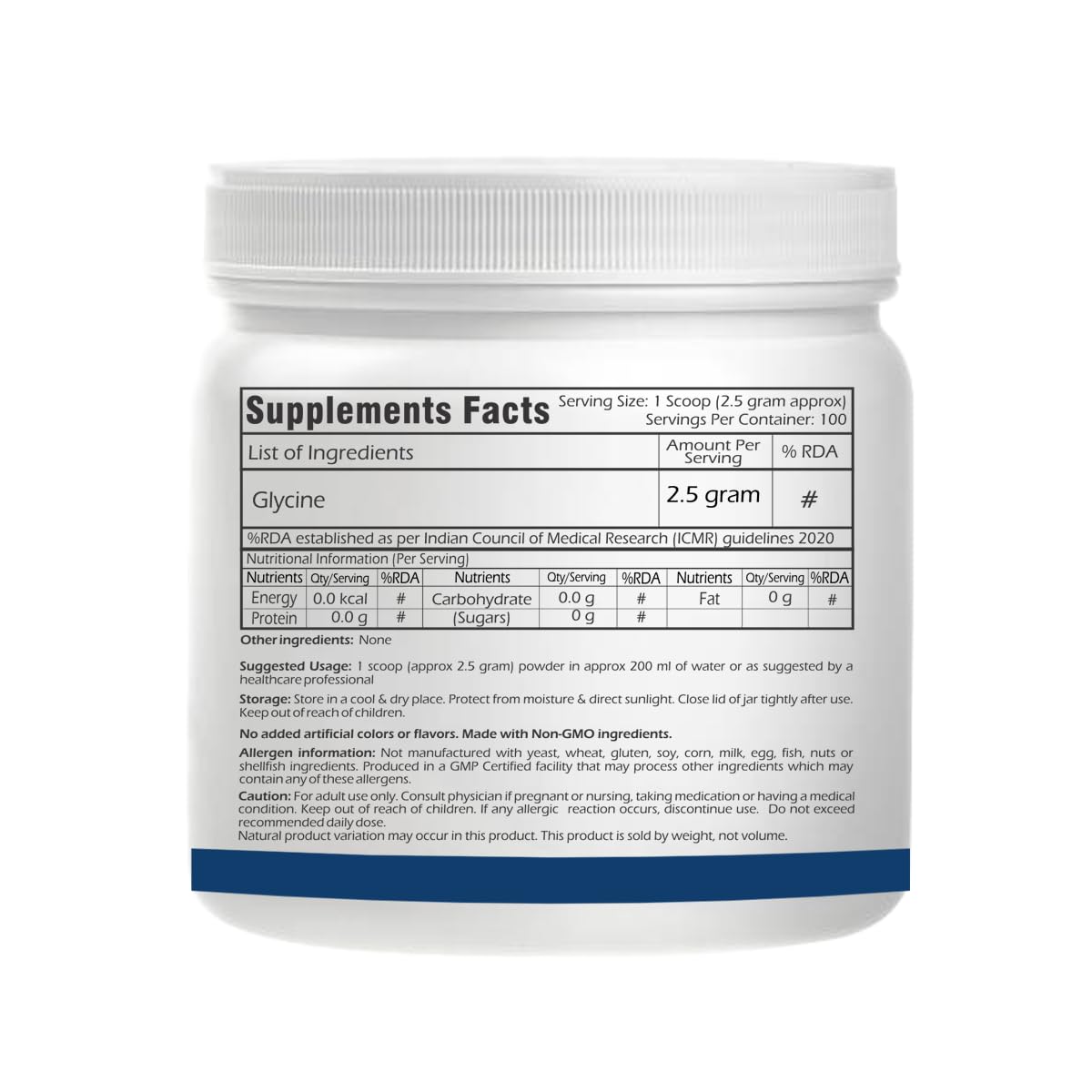 Trexgenics GLYCINE Pure Powder (100 Servings) Neurotransmitter, Skin, Calmness, Sleep, Relaxation Support (250 Gram)