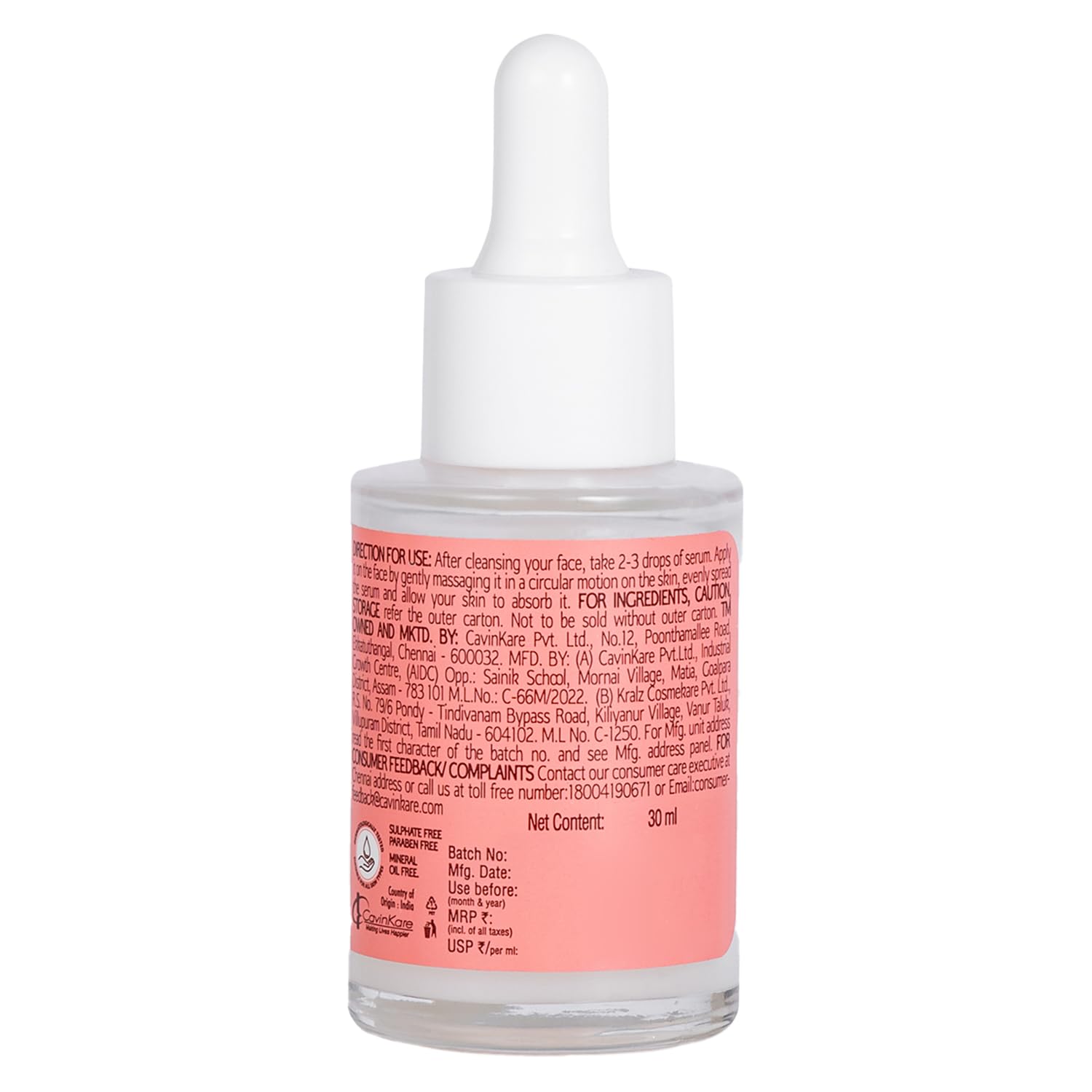 Raaga Professional Radiant Tone Serum with 10% Niacinamide and 1% Zinc PCA | Paraben Free, Sulphate Free, Dermatologically Tested (30 ml)