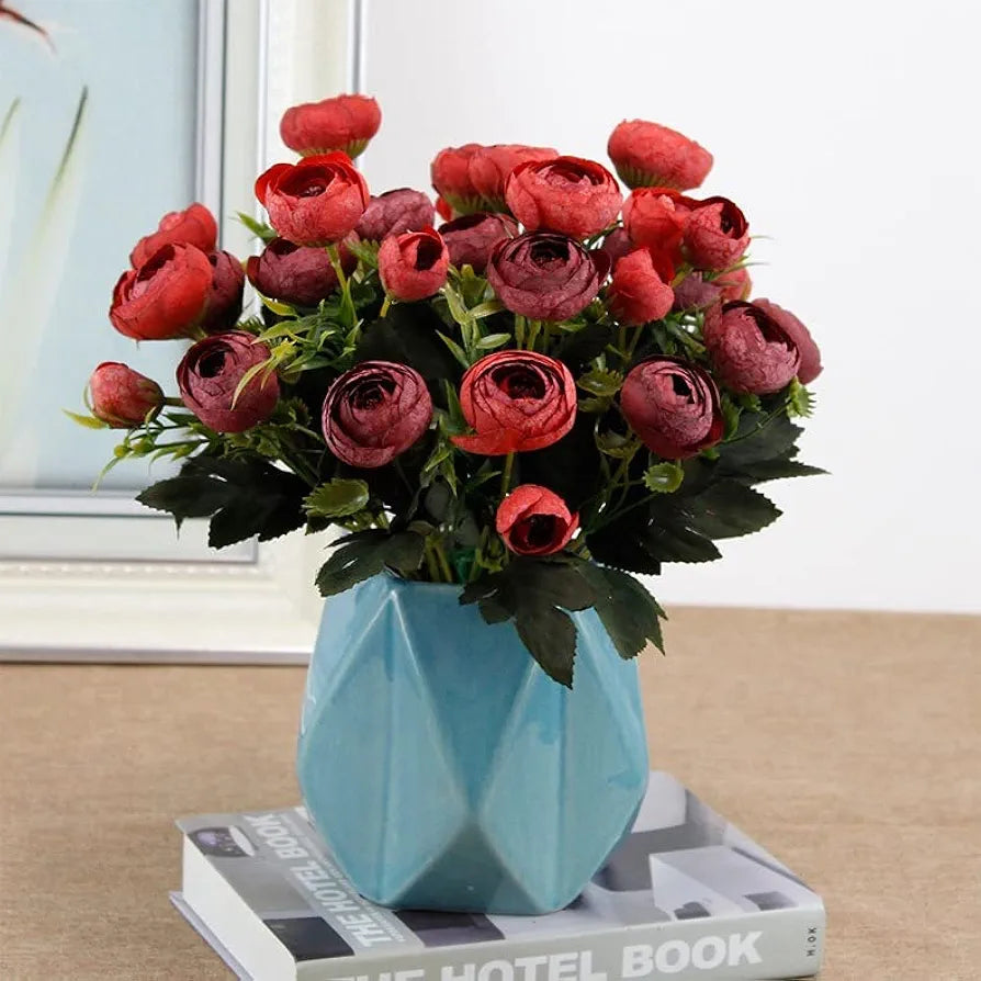 2 Pcs Artificial Rose Flower Sticks Red