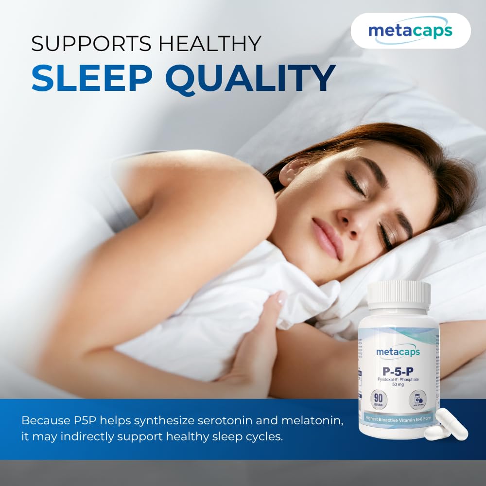 MetaCaps P5P Vitamin B6 â€“ 90 Vegan Capsules | Bio-Active Coenzymated Pyridoxal-5-Phosphate for Maximum Absorption | Supports Nerve Health, Mood Balance & Energy Metabolism | Non-GMO, Gluten-Free