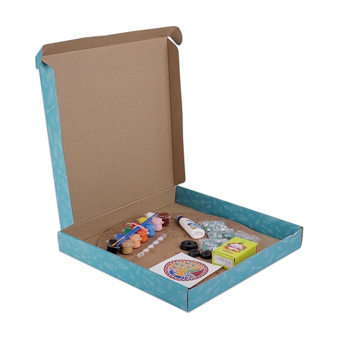 Hobby India Diy Lippan Art Mandala Painting and Craft Kit - Complete Set With Wooden Mandala Board | Peacock Design