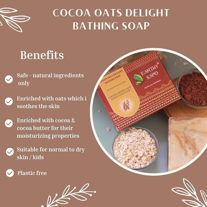 Earthy Sapo Handmade Cocoa Oats Delight Bathing Soap - 100 gms