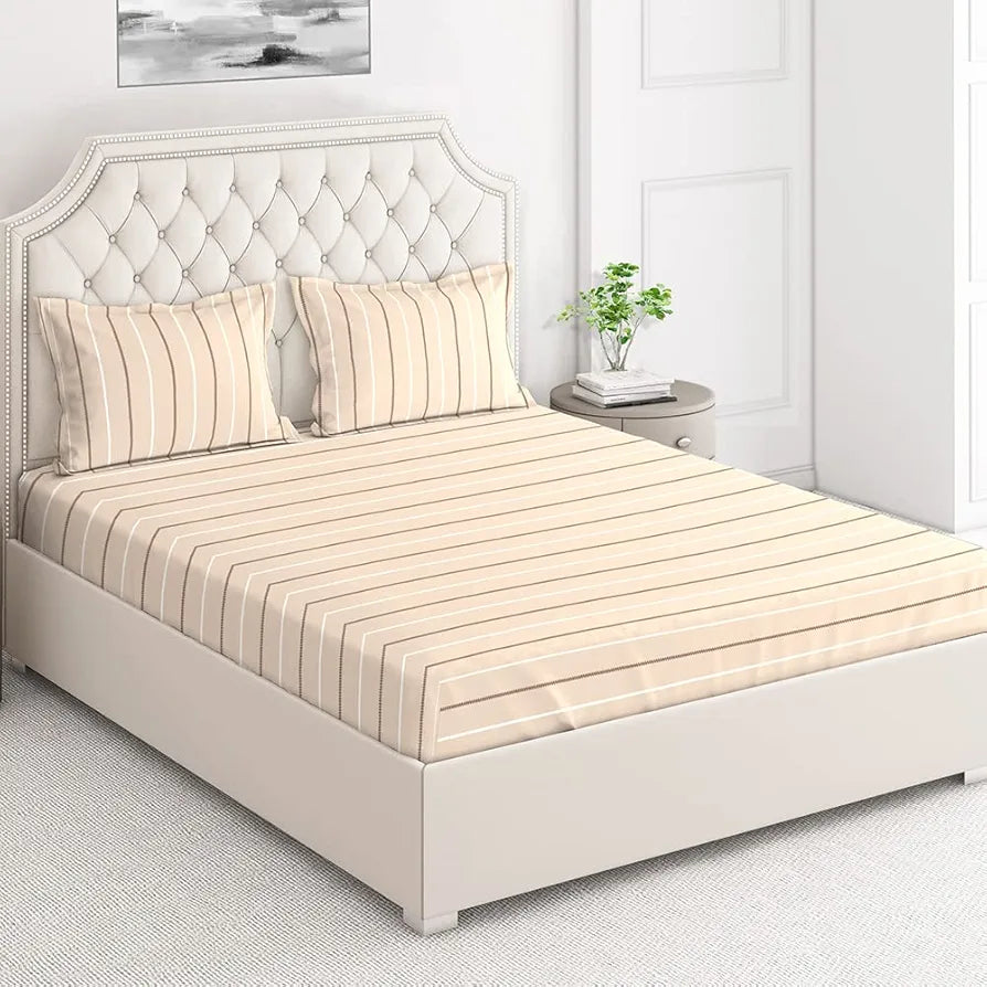 Layers Be Bold Cotton Bedsheet Set for All Seasons Lightweight 140 TC Queen Size Sheen Green Color