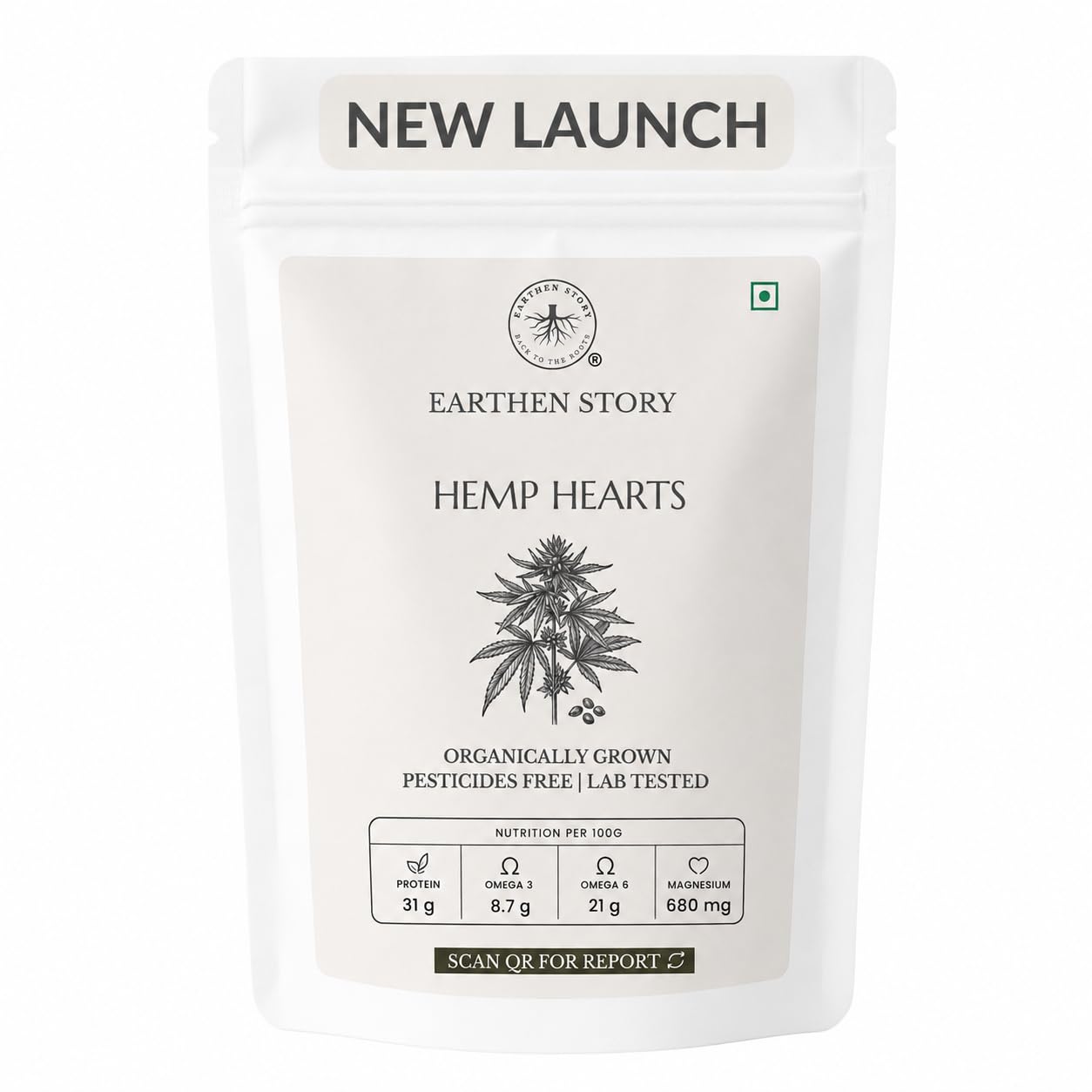 Earthen Story Hemp Hearts, 150g | Himalayan Origin Shelled Hemp Seeds | Rich in Plant Protein & Omega 3 | Lab Tested for Pesticide Residues | Mild Nutty Taste | Superfood for Smoothies, Salads & Breakfast