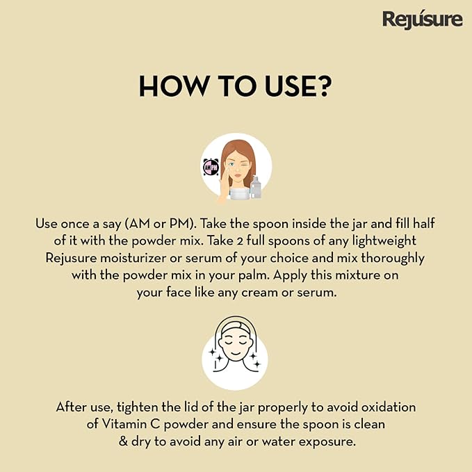 Rejusure 90% L-Ascorbic Acid + E+F Powder Reduce Hyperpigmentation for Men & Women – 50 Gms