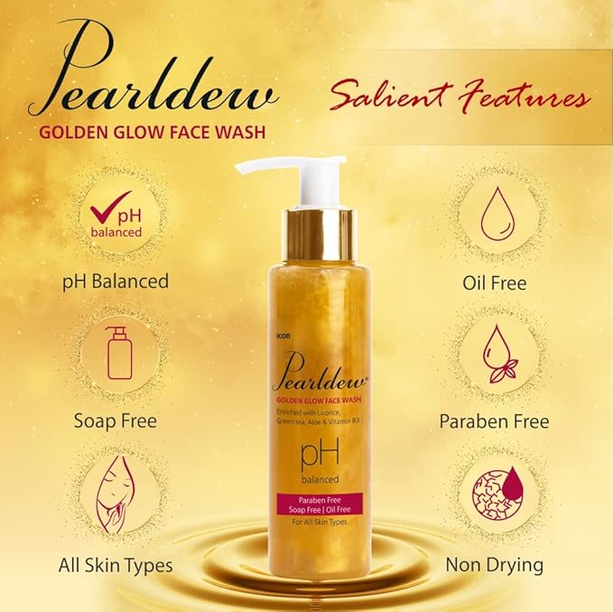 Pearldew Golden Glow Face Wash - 100 Ml | Pack of 3