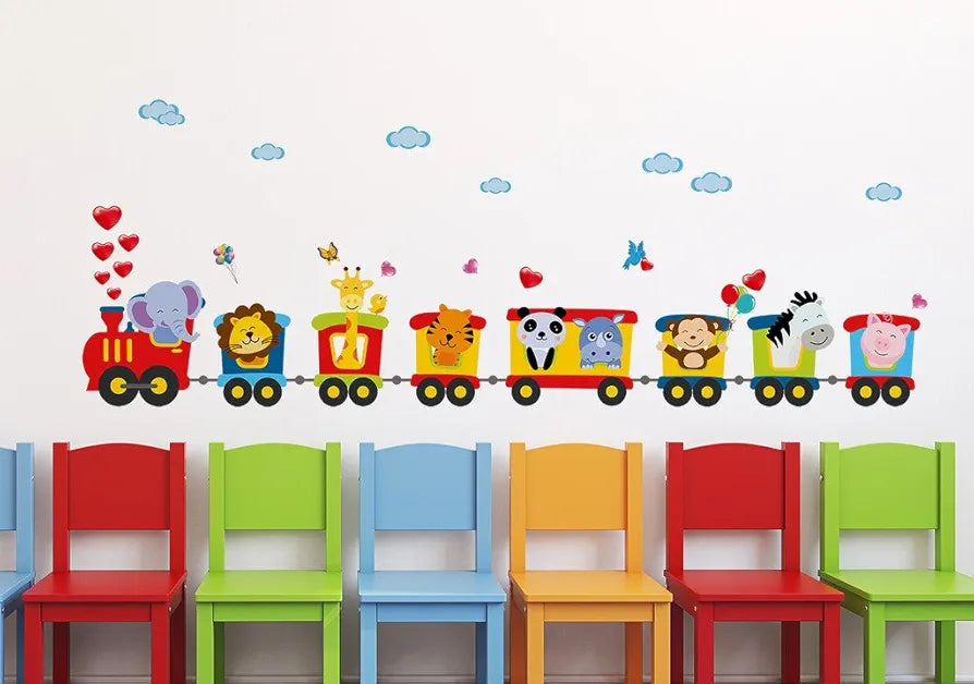 Decals Design Train of Joy with All Animals in it and Love Wall Sticker