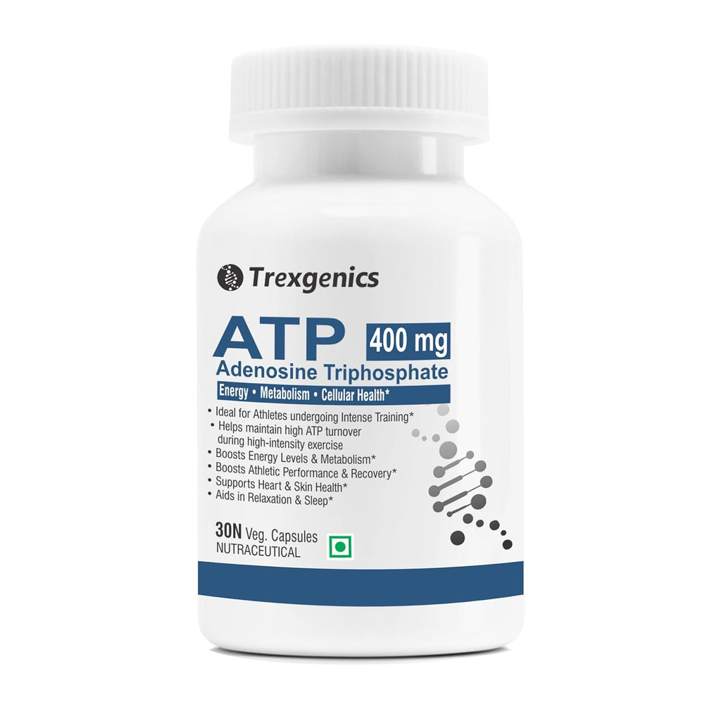 Trexgenics ATP Adenosine Triphosphate 400 mg Energy, Metabolism, Endurance, Cellular Health VEGAN & NON-GMO (30 Vcaps) (Pack of 1)