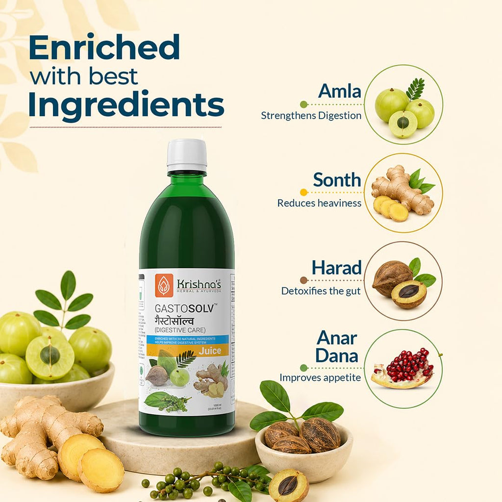 Krishnaâ€™s Gastosolv Juice 1000 ml | Ayurvedic Digestive Tonic | Helps Relieve Acidity, Gas & Bloating | Natural Gut Health Support