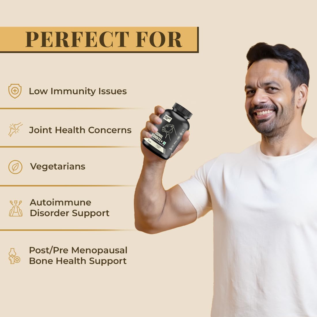 BeastLife Liposomal Vitamin D3 Plus with Vitamin A & Vitamin K2 | for Immune Support, Bone Health & Absorption | Skin Support | Calcium Utilization & Arterial Health |Max Bioavailability | 60 Capsules