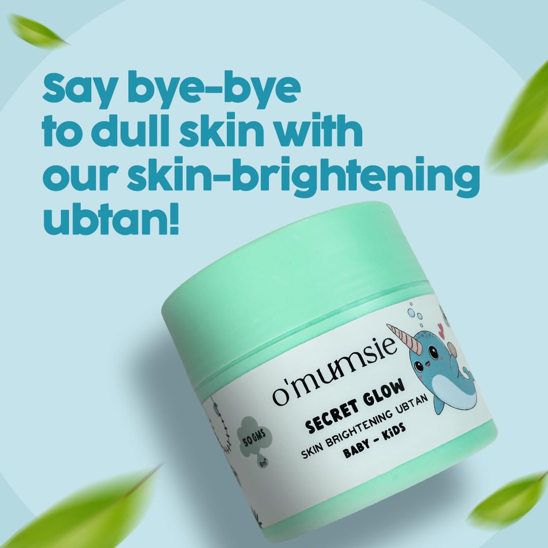 O'mumsie Natural Ubtan Powder For Kids | Effective Tan Removal & Helps in Skin Glow | Enriched with Chickpea & Turmeric | 100% Natural & Organic with Euro Certified - 50g