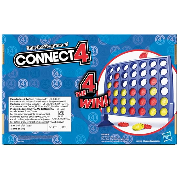 Hasbro Gaming the Classic Game of Connect 4 Grid Get 4 In A Row Strategy Game Multicolor