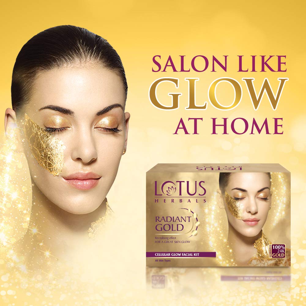 Lotus Herbals Radiant Gold Cellular Glow Facial Kit - 37 gms