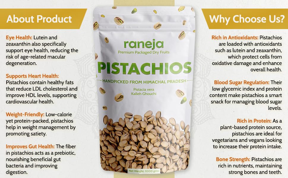 Raneja 100% Natural Premium Roasted & Salted Pistachios 300g | Pista Rich In Protein, Phosphorus, & Dietary Fibre, Nuts & Dry Fruits, Shelled Nuts, Crunchy & Delicious Healthy Snack