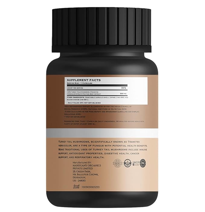 B'verge Turkey Tails Mushroom Capsules 500mg - 7 Capsules