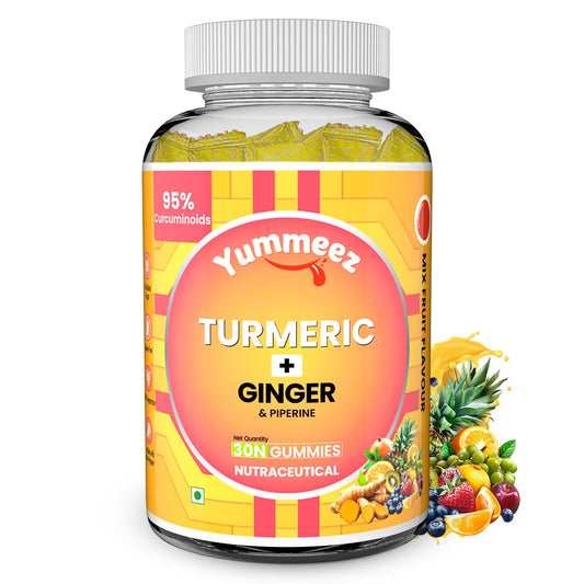 NATURYZ Turmeric + Ginger Gummies â€“ Lung detox Supplement with 95% Curcumin & Piperine | Powerful Joint, Immunity, Respiratory & Inflammation Support | High Absorption Formula with Curcuma Longa Extract | Vegan, Non-GMO, 30 Gummies (Mix Fruit Flavour)