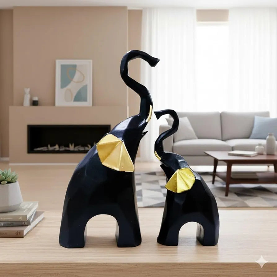 Jaipur Ace Polyresin Elephant Showpiece Statue and Artifacts Black Elephant