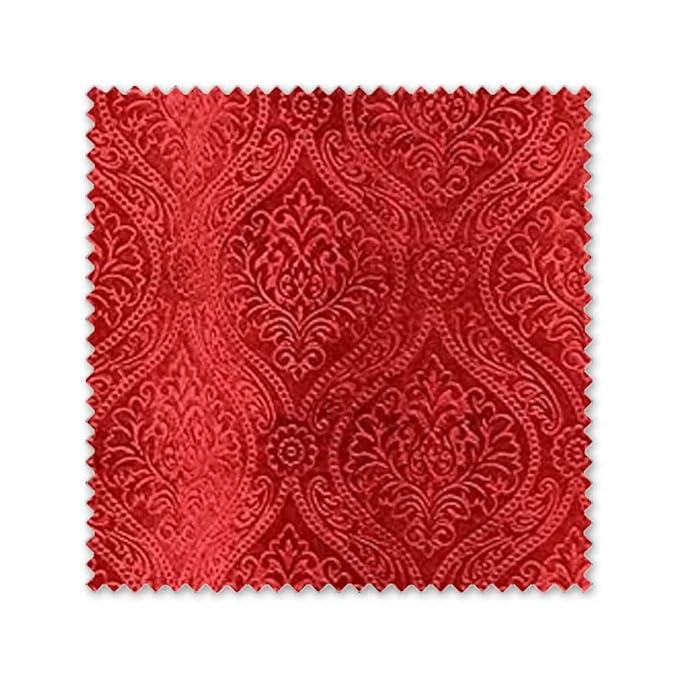 Loomlyfe Damas Heavy Soft Thick Premium Designer Room Darkening Blackout Window Curtain | 2 Pieces | 5 Feet | Maroon Red