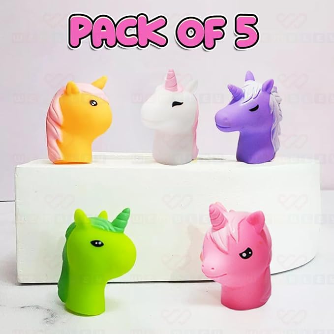 Wembley Unicorn 5 Pc Finger Puppets for Kids Soft & Squishy Educational Toy Set