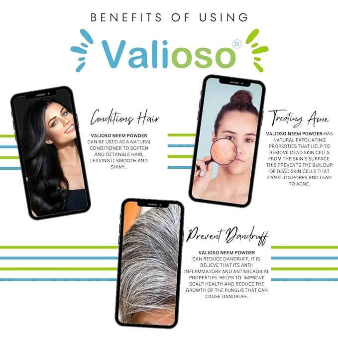 Valioso Natural Neem Powder Ideal for Face pack and Hair - 100 gms (Pack of 2)
