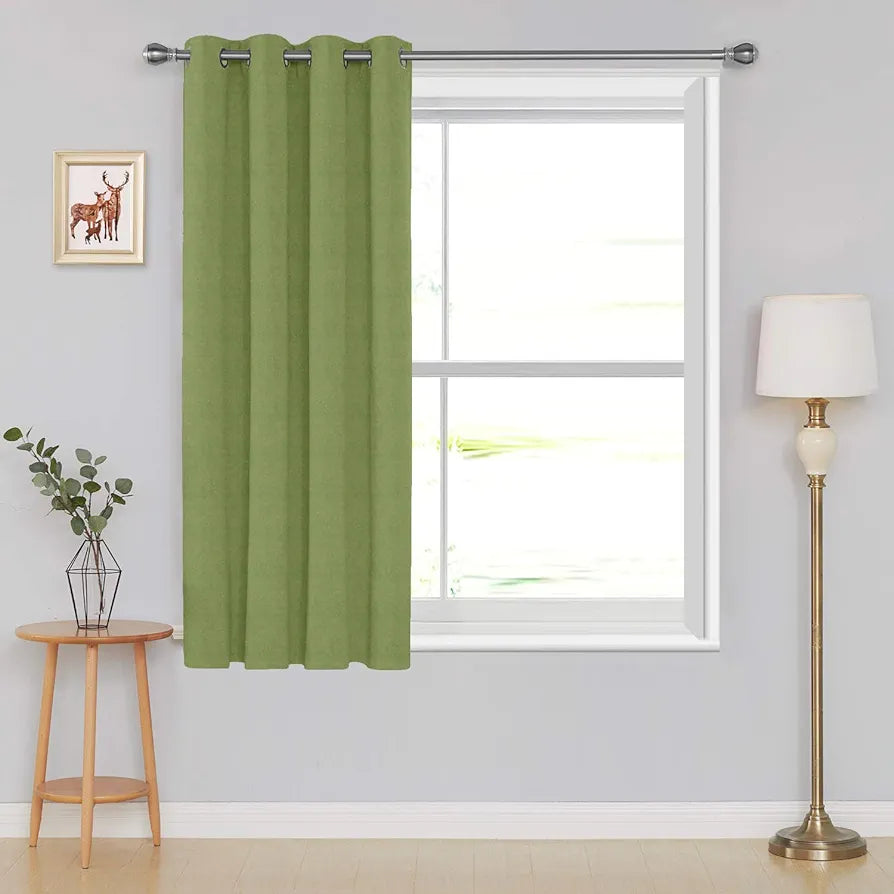 Divine Casa Velvet Blackout Window Curtain 5 Feet Premium Thermal Insulated & Noise Reducing Room Darkening Panel for Bedroom Colour Olive (Pack of 1)