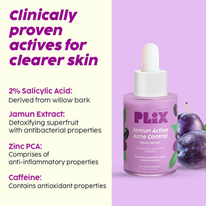 PLIX  Jamun Face Wash and Active Acne Serum Combo(100ML + 30ML)