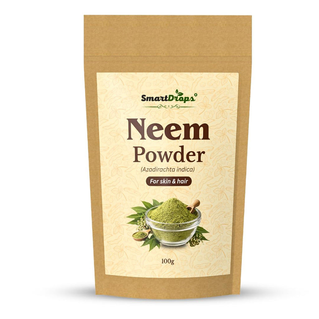 Smartdrops Neem Powder for Hair Scalp Care and Hair Pack Preparation DIY Hair Mask Mixing Powder for Weekly Routine | Neem Powder for Skin Face Pack Preparation Refreshing Skin Care | 100g (Pack-1)
