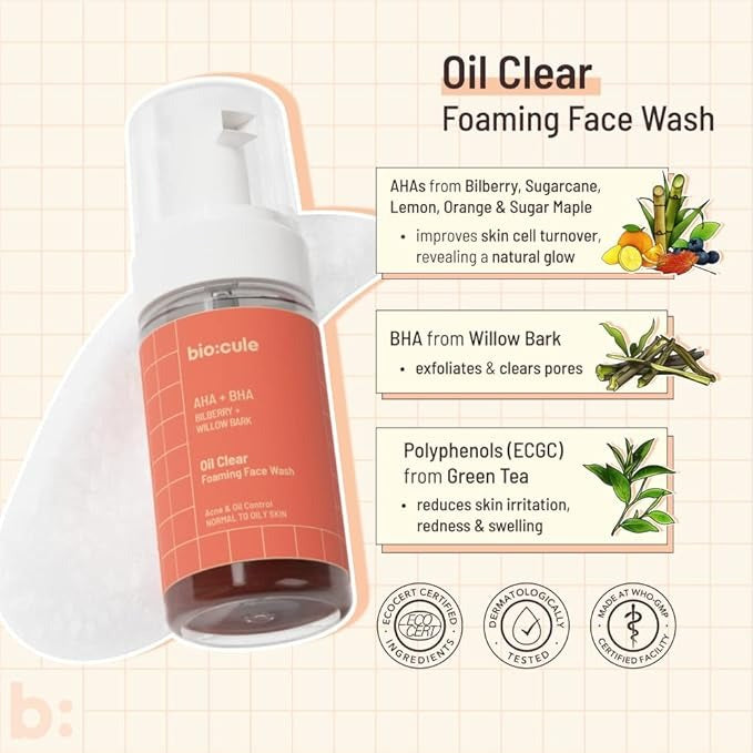 Biocule Oil Clear Foaming Face Wash - 100 ml