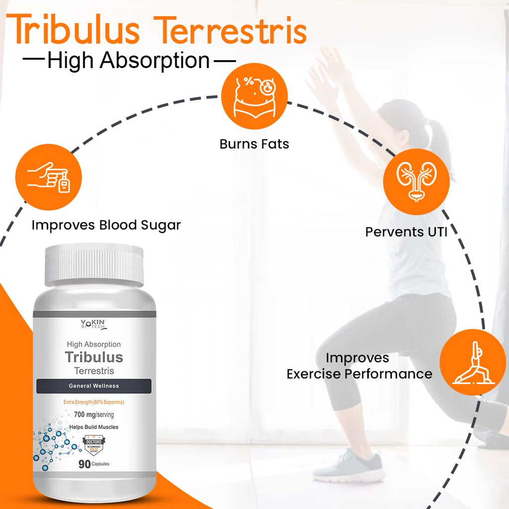 Vokin Biotech Tribulus Terrestris 700mg Energy, Performance & Stamina 90 Veg Capsules