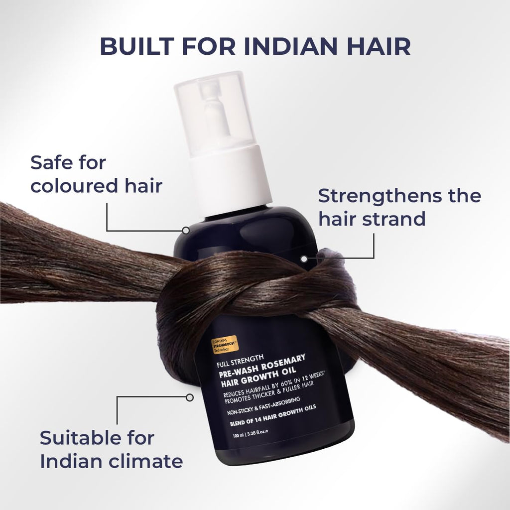 Conscious ChemistÂ® Full Strength Hair Growth Oil | Rosemary, Red Onion & Moringa | With Yeast Extract | 14 Oil Complex | Reduces Hair Fall, Nourishes Scalp & Promotes Hair Growth | For All Hair Types | Women & Men | 100ml