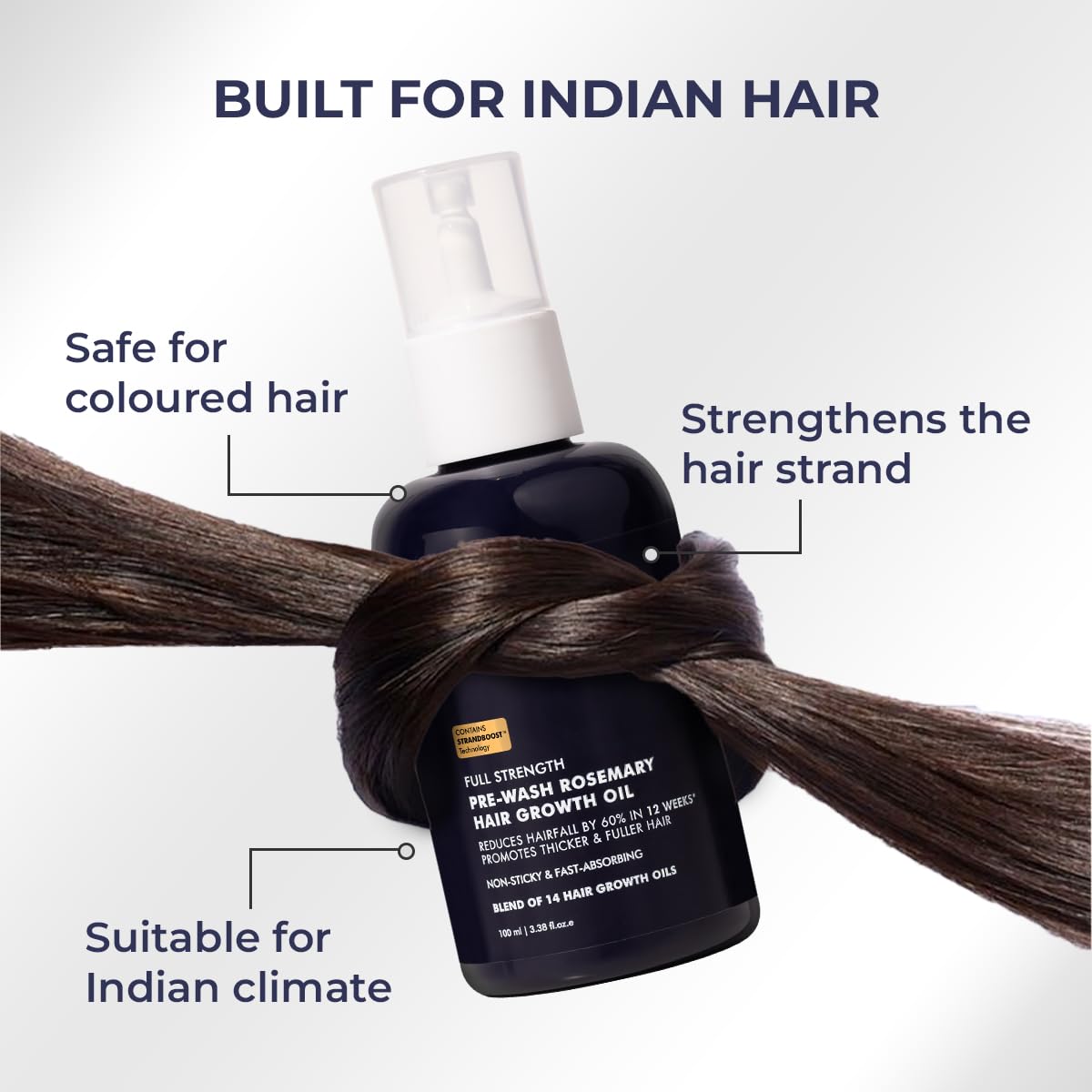 Conscious ChemistÂ® Full Strength Hair Growth Oil | Rosemary, Red Onion & Moringa | With Yeast Extract | 14 Oil Complex | Reduces Hair Fall, Nourishes Scalp & Promotes Hair Growth | For All Hair Types | Women & Men | 100ml