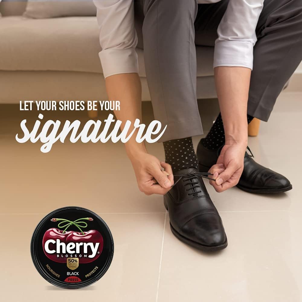 Cherry Blossom Wax Shoe Polish, Black - 40gm | Protects Against Dirt & Dust