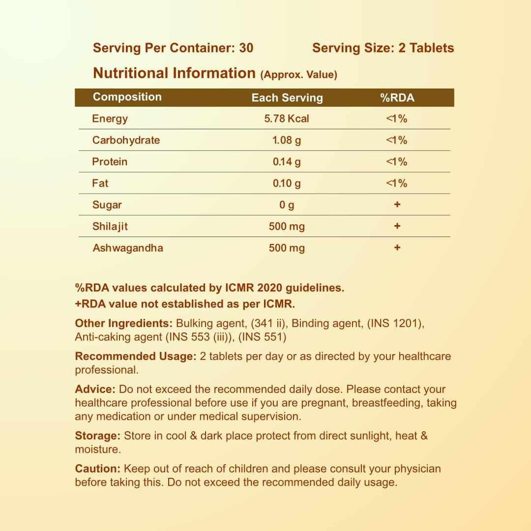 Cureforever Shilajit & Ashwagandha Tablets 1000mg/serving - 60 Tabs