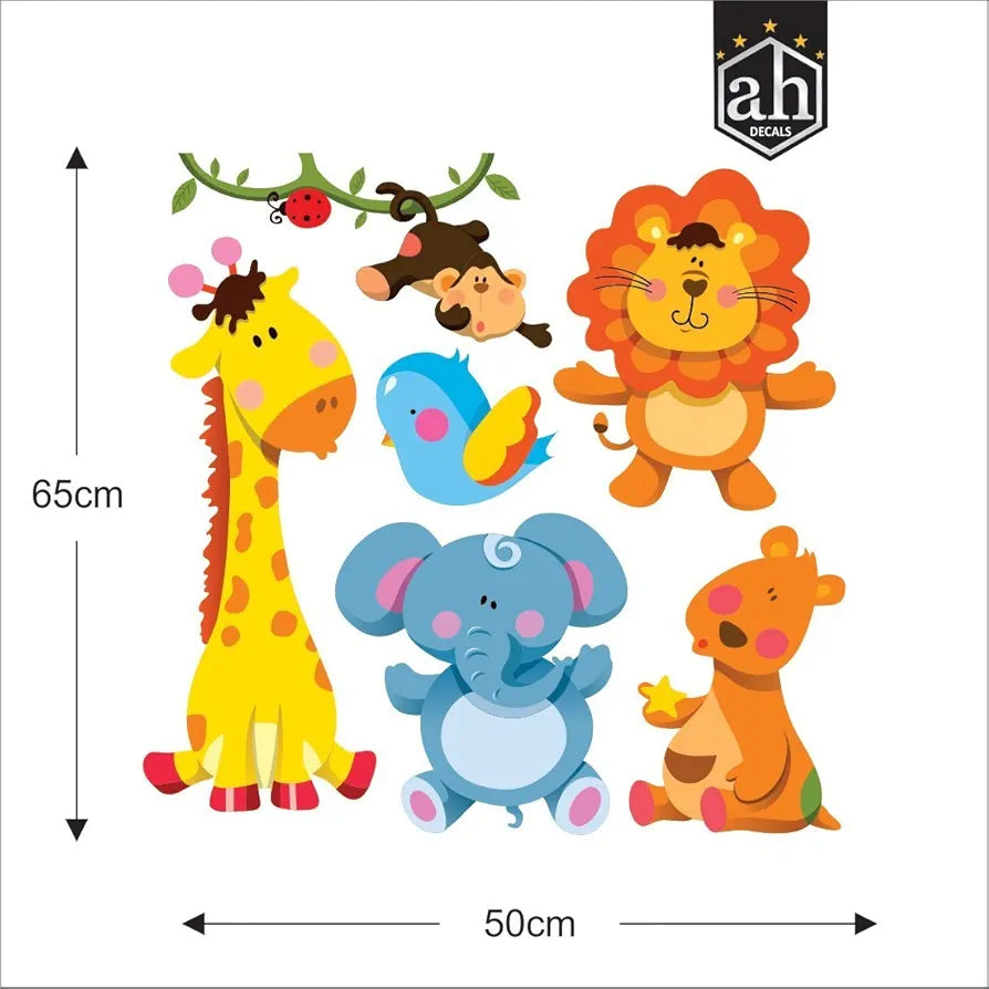 AH Decals Vinyl Wall Sticker Animated Lion Giraffe Elephant Animals Sticker Design 5