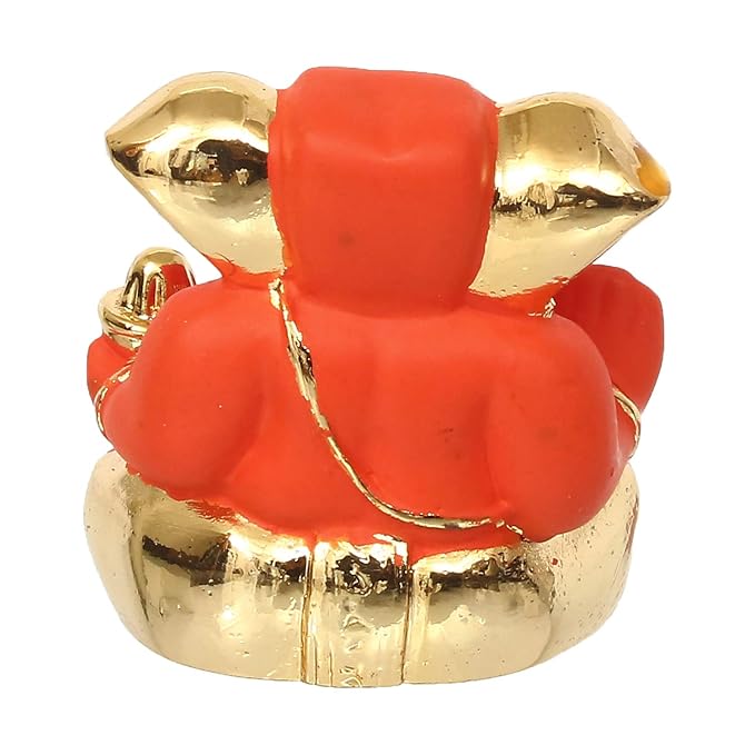 Ecraftindia Gold Plated Orange Appu Ganesha Decorative Showpiece