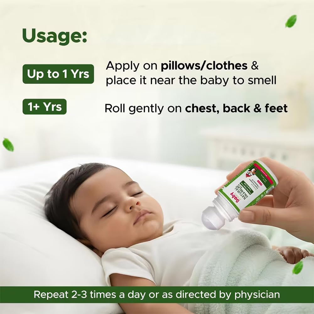 BabyOrgano Ayurvedic Cold Relief Roll On for Babies 0+ Months | With Eucalyptus, Tulsi & Lavender | Soothes Blocked Nose, Cough & Congestion | Camphor-Free | Pediatrician Tested, AYUSH Approved | 40ml