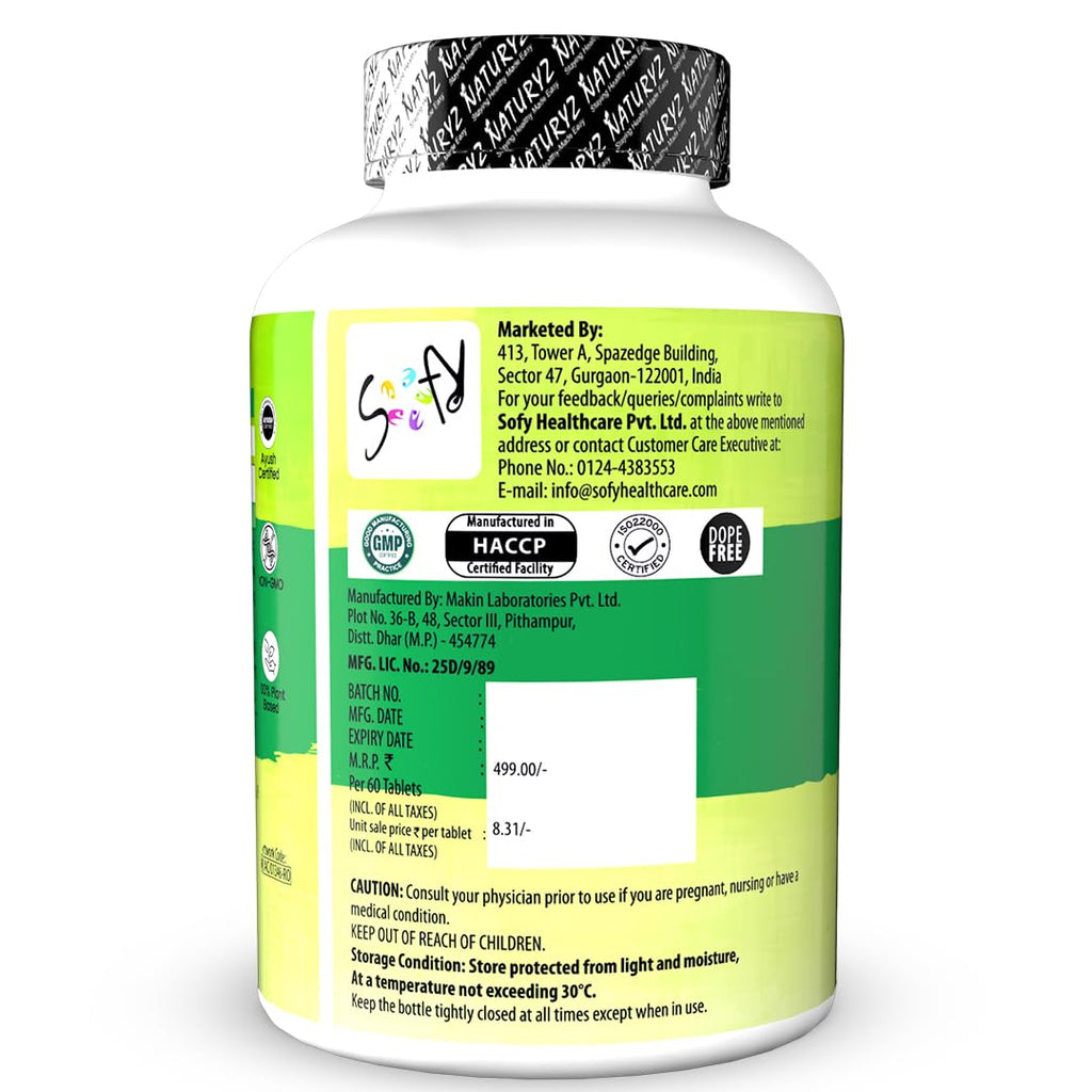 Naturyz Veda Triple Plant Biotin For Hair Growth | 100% Rda Biotin| Sesbania Agati | With 3 Vegan Sources | Stronger & Increased Hair Density | Shinier Nails | Glowing Skin - 60 Tablets