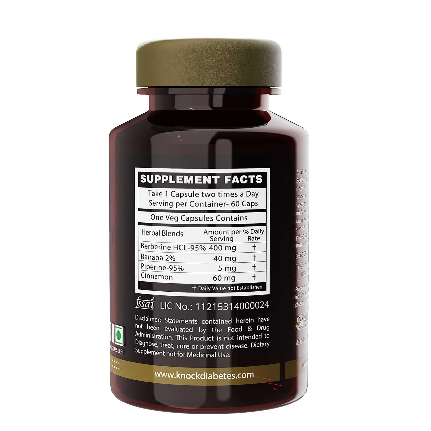Berberine Advanced 500mg Capsules for Glucose Balance, Optimal Metabolism & Weight Management â€“ Plant-Based Formula with Banaba, Piperine & Cinnamon Extracts [Vegan Friendly] (Pack of 1 - 60 Capsules Each)