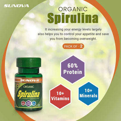 Sunova Organic Spirulina Tablets Natureâ€™s Own Superfood - 60 tabs