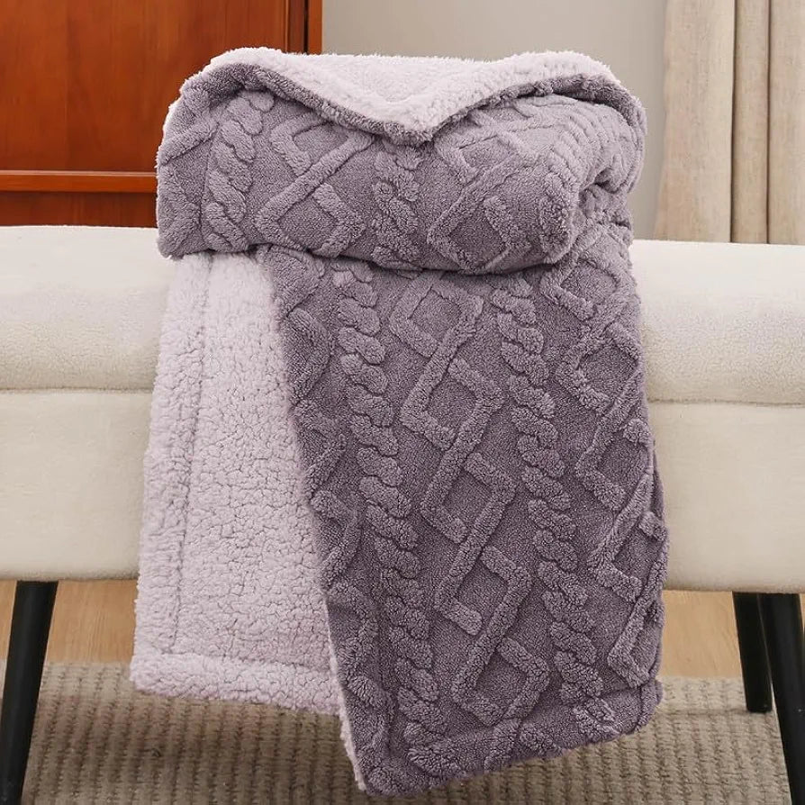 Homekart Flannel with Sherpa Luxurious Super Soft Fluffy Cozy Single Bed Blanket for Winter 500GSM Blanket Quilt Rajaai Color Levender