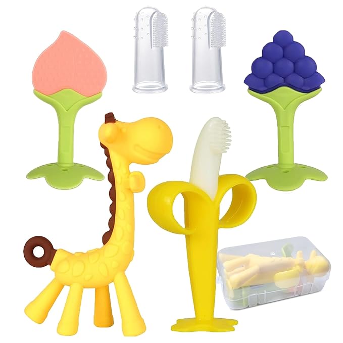 Kidology Teether for Babies 6+ Months 1 Giraffe 3 Fruit Shaped