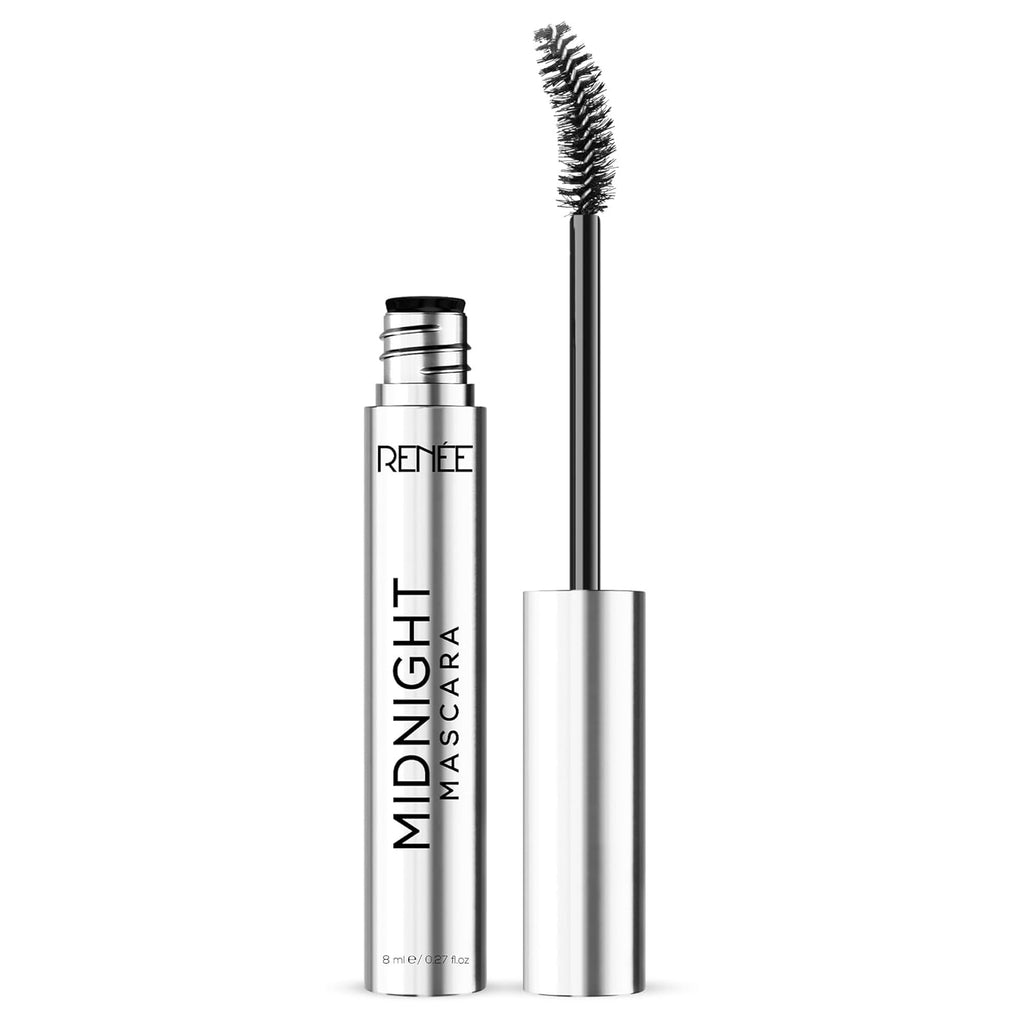 RENEE Midnight Mascara with Unique 360-Degree Wand | Darkest Black | Clump-Free | Long-Lasting Formula | Volumizes | Lengthens | Nourishes | Infused with Vitamin E | 8ml