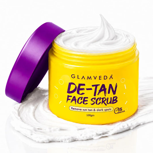 Glamveda De Tan Scrub For Face 100gm | Face Mask for Glowing Skin & Tan Removal | Cleanser, Dead Skin | Blackhead Remover For Deep Exfoliation | Face Scrub For Men & Women | All Skin Types