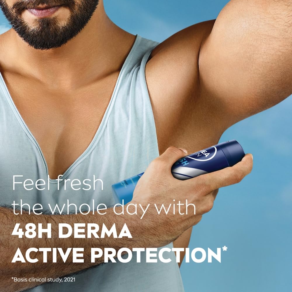 NIVEA Men Fresh Active Deodorant Spray, 48H Odour Protection Daily Freshness, Marine Fresh Fragrance with Lemon & Sandalwood Notes, Long Lasting Freshness, Body Spray & Underarm Deodorant, 150 ml