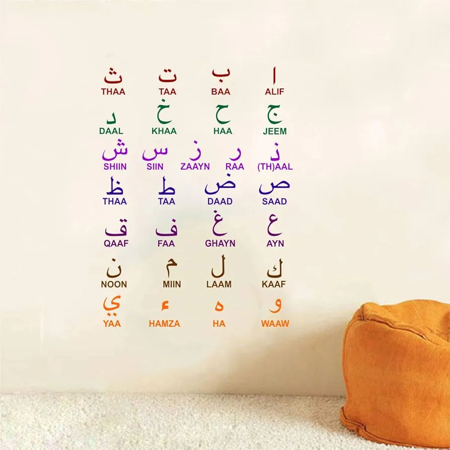 Decal O Decal Vinyl Arabic Alphabets with English Letters Wall Stickers Pack of 1-Self-Adhesive