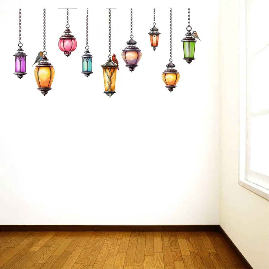 Rawpockets Colourful Classic Hanging Lamp Decorative Self Adhesive Wall Sticker