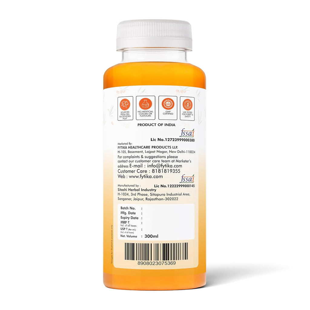 Fytika Himalayan Seabuckthorn Berry Juice â€“ 300ml | Rich in Omega 3, 6, 7, 9 & Vitamin C â€“ Boosts Immunity, Skin Glow & Heart Health | Natural Herbal Juice (Pack of 1)